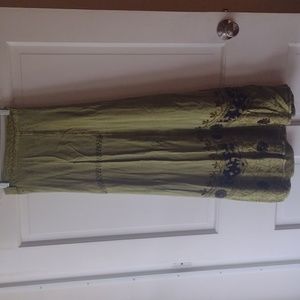 Green wrap maxi skirt, rayon